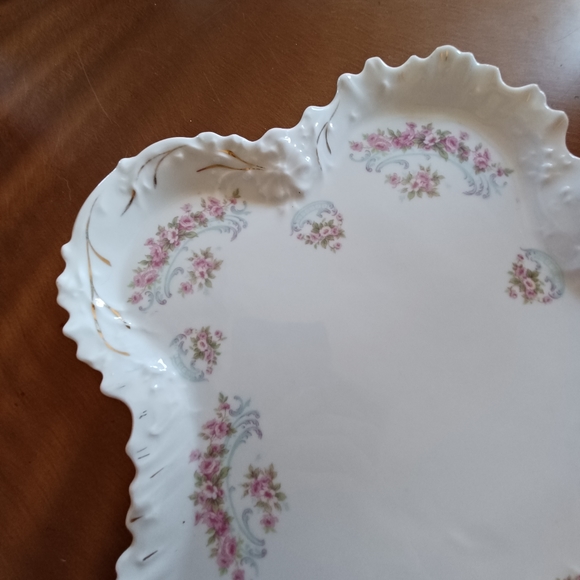 Antique Delicate Dish Floral Victorian Vanity Table Pink Blue Trinket Dresser - Picture 3 of 8